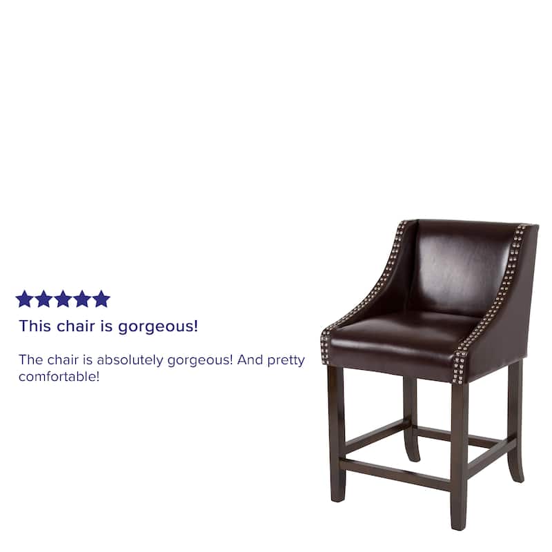 24-inch Transitional Curved Walnut Counter Height Stools (Set of 2) - 20"W x 22"D x 36"H