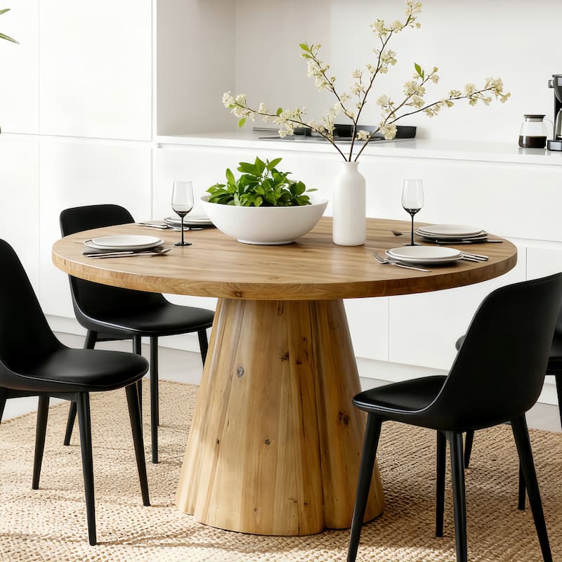47.24" Round Solid Wood Dining Table For Kitchen, Dining Room