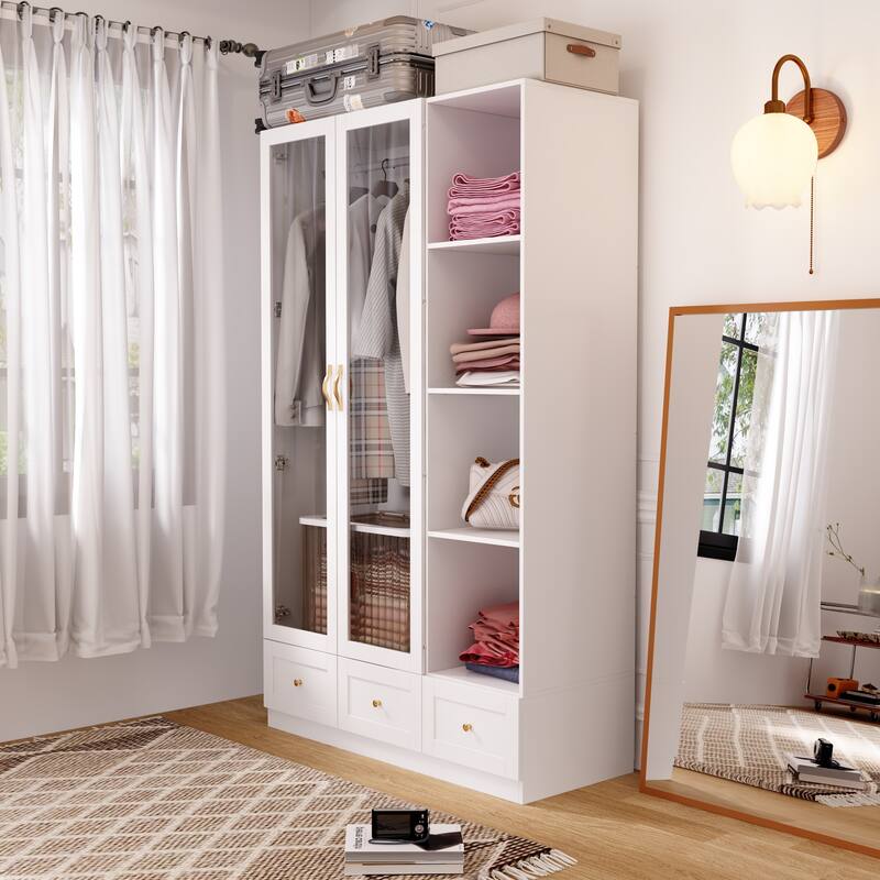 Multi-Piece Wardrobe Set Adaptable Closet Modules Combo Armoires