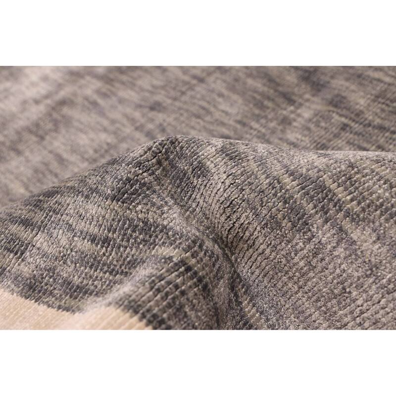 ECARPETGALLERY Hand Loomed Loreto Dark Grey Viscose Rug - 5'4 x 7'5