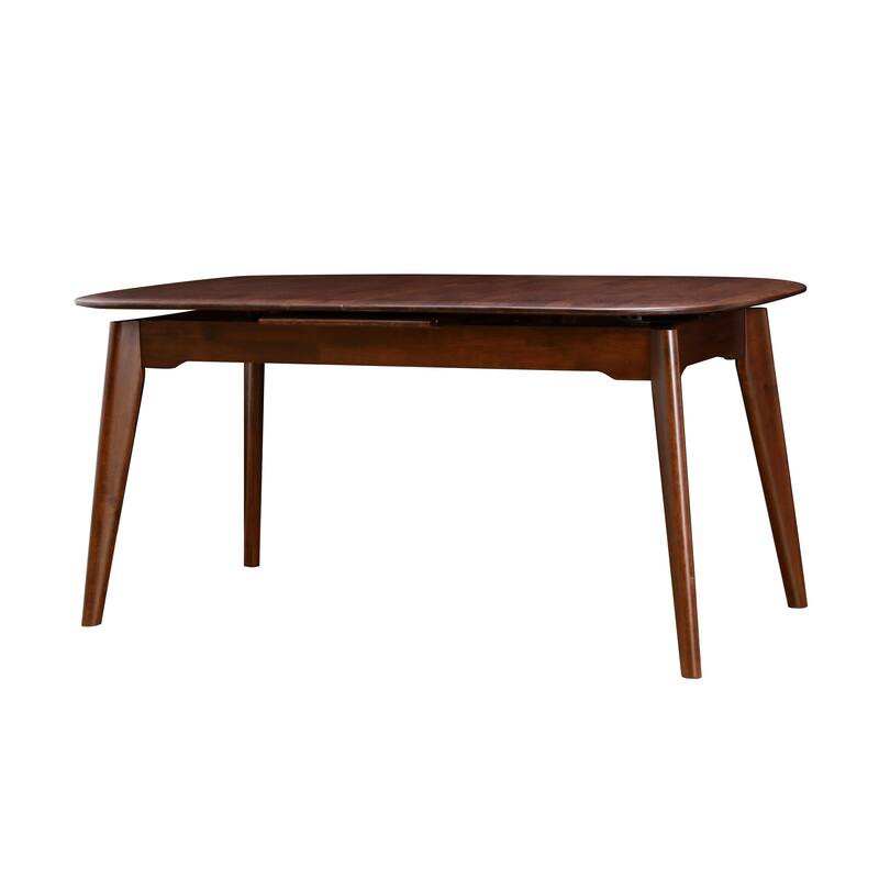 Furniture of America Abigail VII Mid-Century Modern 5-Piece Rich Walnut Solid Wood 79-inch Extendable Dining Set