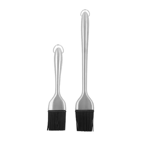 2pcs Silicone Grill Brush Heat Resistant Utensil for Grilling - Silver