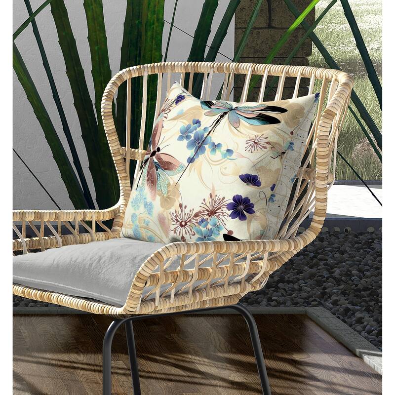 Wings in Motion Indoor/Outdoor Reversible Throw Pillow Blue and Beige