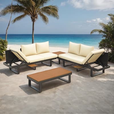 Outdoor Patio Conversation Set w/ Adjustable Reclining, Sectional Sofa
