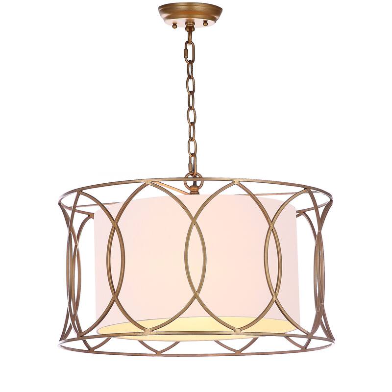 SAFAVIEH Lighting Evisa Gold Adjustable Pendant Lamp - 21.5"x21.5"x17-89" - 22Wx22Dx89H