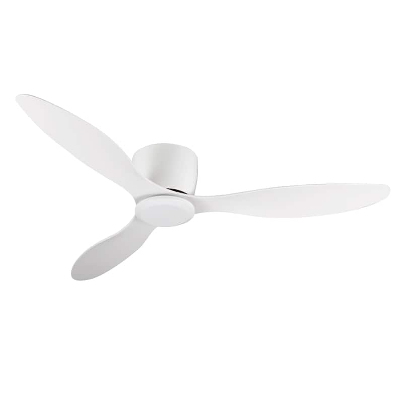 52"Flush Mount Ceiling Fan Without Light,3 Reversible Blades,With 6 Speeds Reversible Dc Motor,Low Profile Ceiling Fan - Ancient White