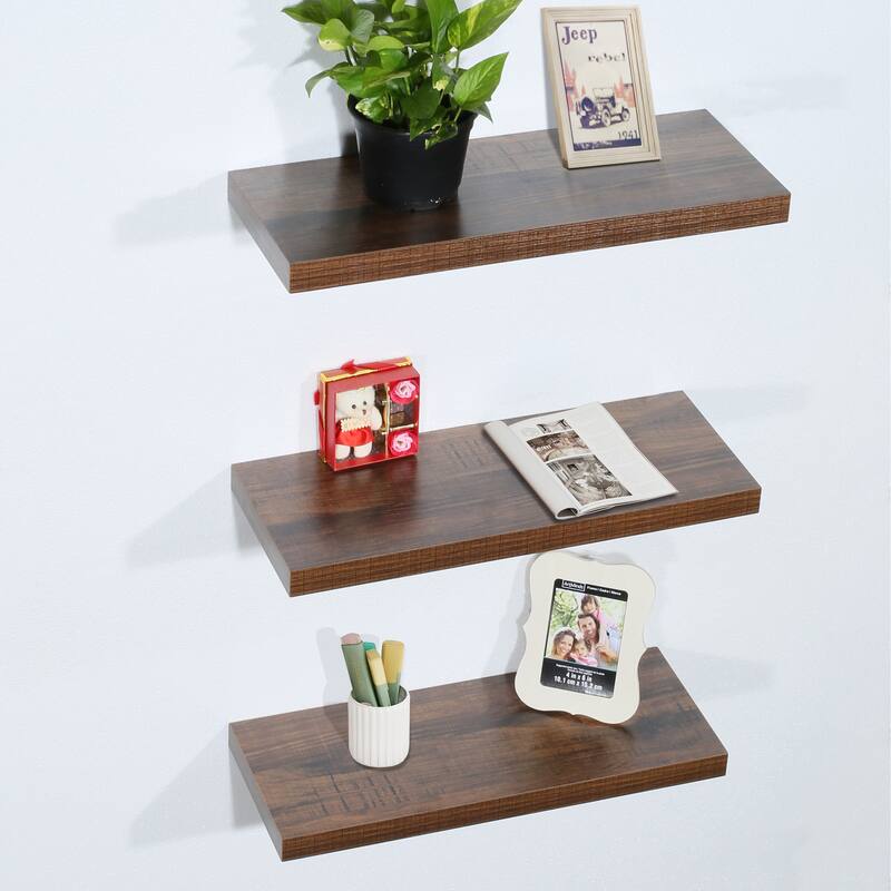 DAVEE FURNITURE Set of 2 Antique Walnut Floating Shelves--23.62*9.25 *1.5 inches - 23.62*9.25*1.5 inches