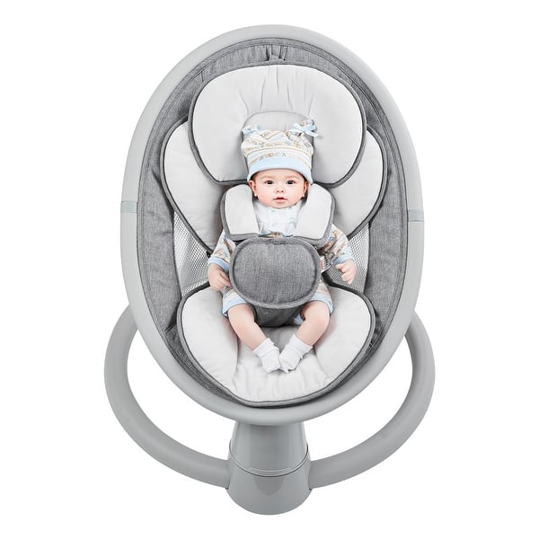 slide 2 of 10, Portable Baby Swing for Newborns with Bluetooth Music and 5 Speeds Remote Washable Seat - 27.17" L x 24.02" W x 20.47" H