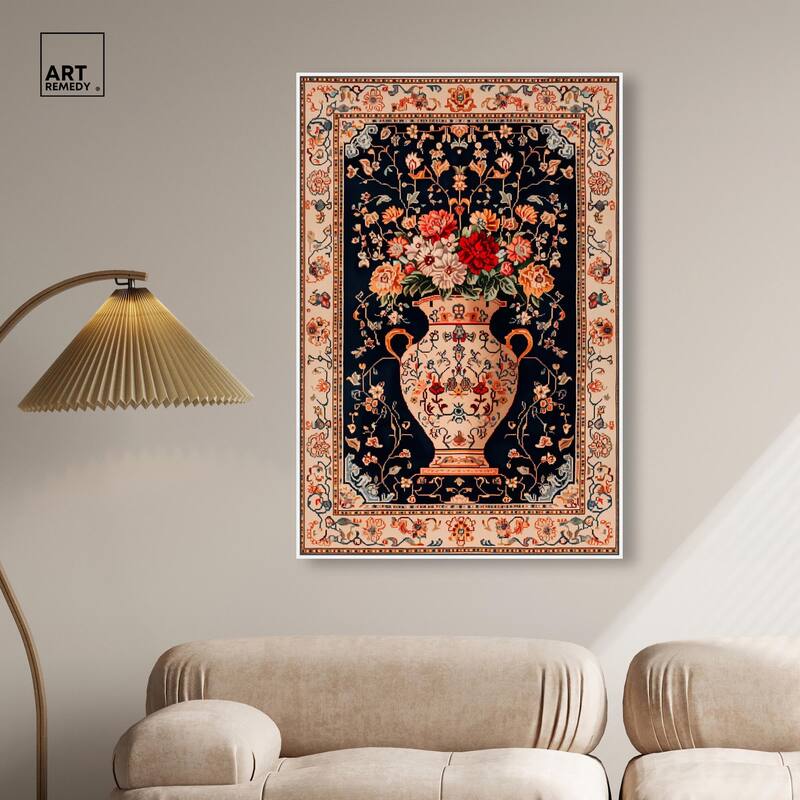 Persian Vase and Flowers Canvas by Art Remedy