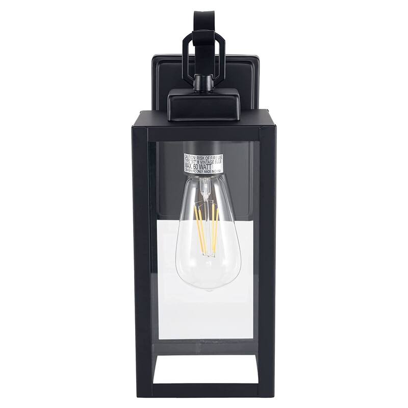 2/4 Pack 1-Light Outdoor Black Steel Wall Sconce with Clear Glass