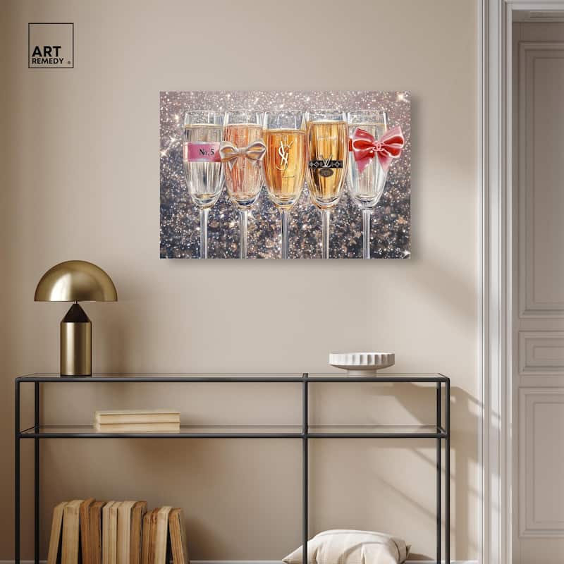 Champagne Glasses Glitz Canvas by Art Remedy, Gallery Wrapped