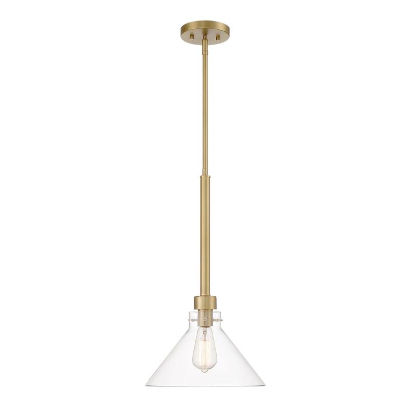 Willow Creek 12 in. 1-Light Brushed Gold Contemporary Pendant Light