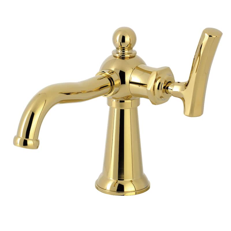 Kingston Brass Hallerbos Single-Handle 1-Hole Deck Mount Bathroom Faucet with Drain - Polished Brass