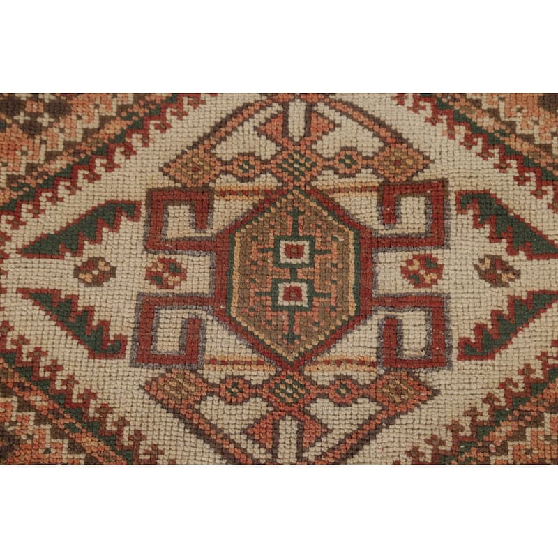 Tribal Qashqai Persian Vintage Area Rug Hand-Knotted Wool Carpet - 7'0"x 9'10"