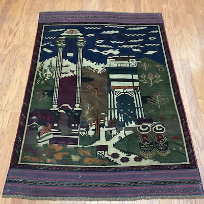 HERAT ORIENTAL Handmade Soumak Wool Rug - 4'2" x 6'
