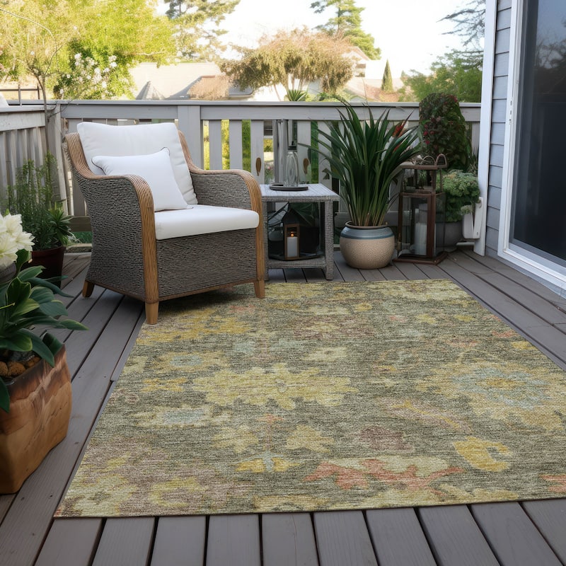 Machine Washable Indoor/ Outdoor Vintage Traditional Chantille Rug