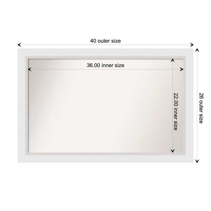Blanco White Framed Non-Beveled Custom Wall Mirror, Bathroom Vanity Mirror - Outer Size: 40.25 x 26.25