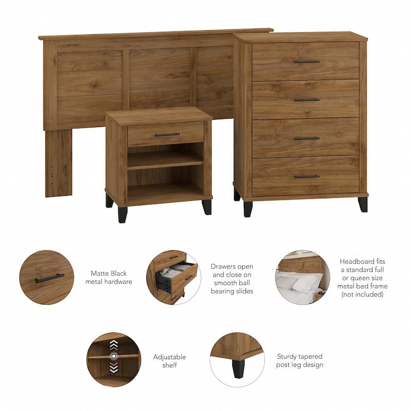Somerset Full/Queen Size Headboard Bedroom Set by Bush Furniture