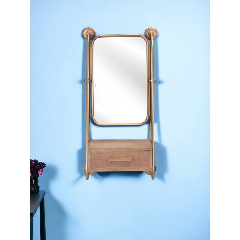 HomeRoots 36" Gold Steel Framed Accent Mirror - Gold
