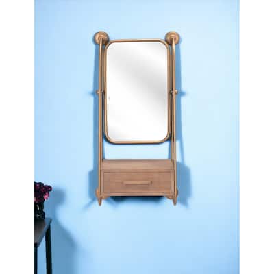 HomeRoots 36" Gold Steel Framed Accent Mirror