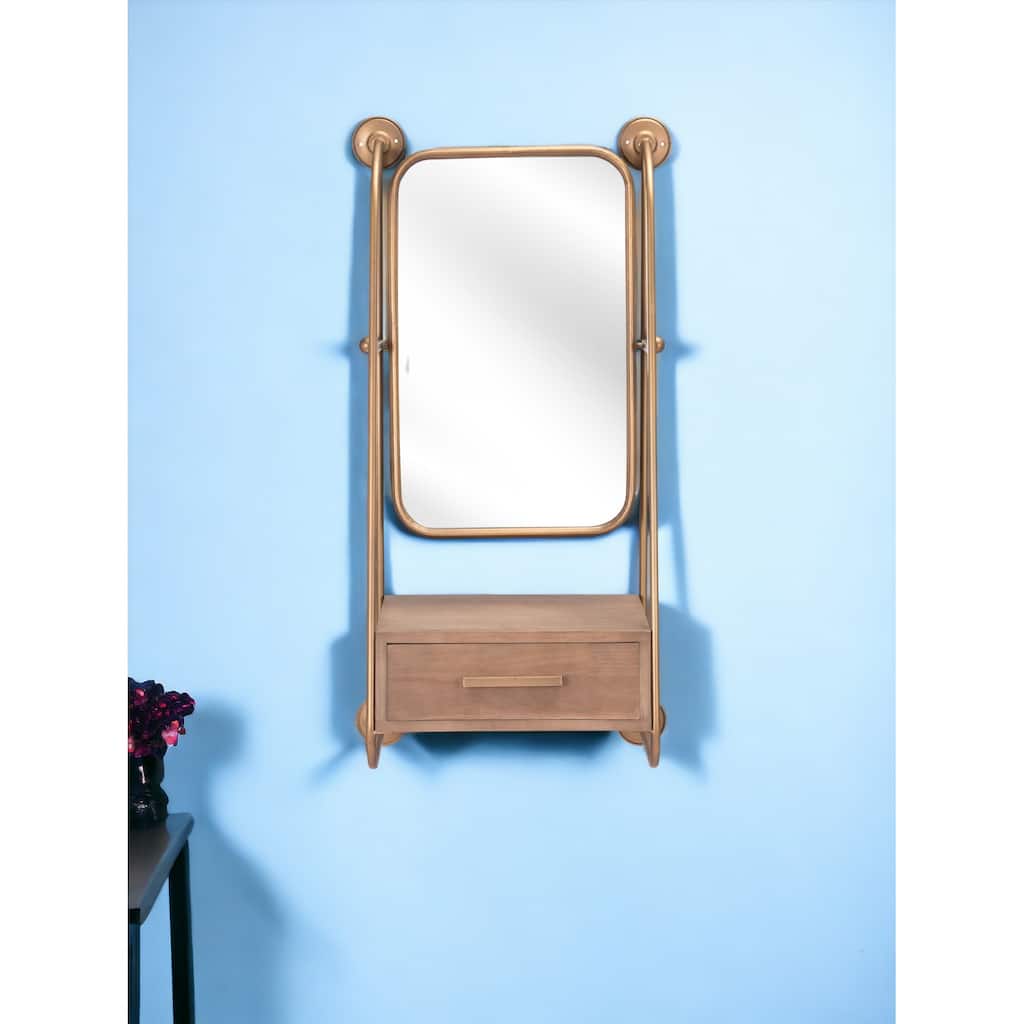 HomeRoots 36" Gold Steel Framed Accent Mirror