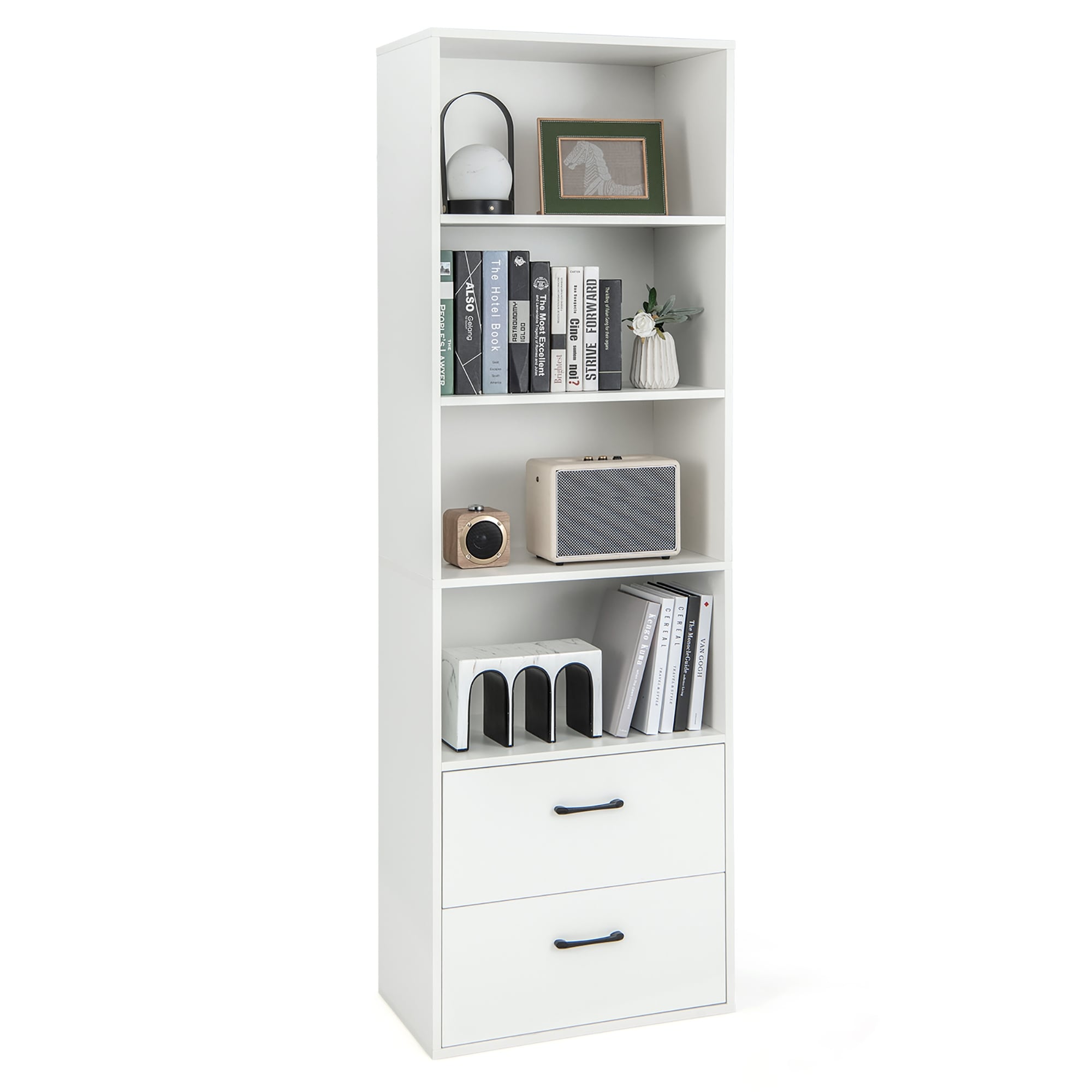 Costway 6-Tier Tall Bookshelf Freestanding Modern Bookcase Black