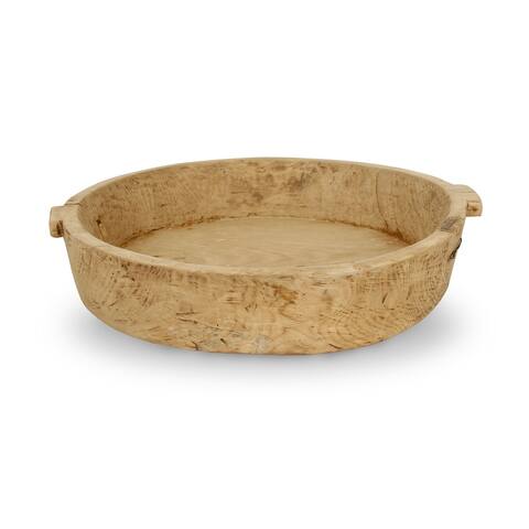 Lily's Living Approx. 24" W 7" H Large Round Weathered Natural Wooden Antique Tray,Serving Display Plate (Size & Finish Vary)