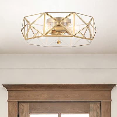 4 - Light 16.93" Unique/Statement Geometric Flush Mount - 5.91"H x 16.93"W x 16.93"D
