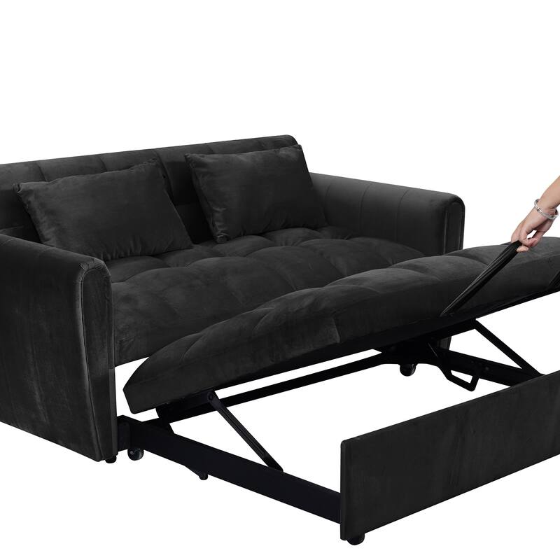 64.9" 3-in-1 Convertible Queen Sofa Bed, Storage Bag and Pillows