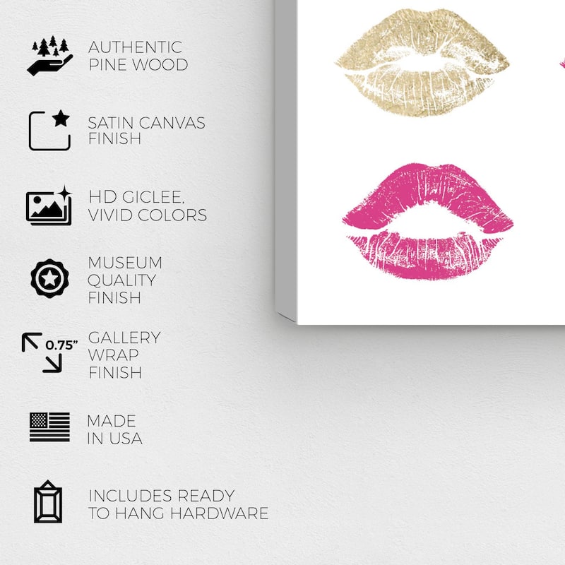 Wynwood Studio Canvas Fashion and Glam Marilyn 's Kiss Gold and Metallic Gold Glam Wall Art Canvas Print