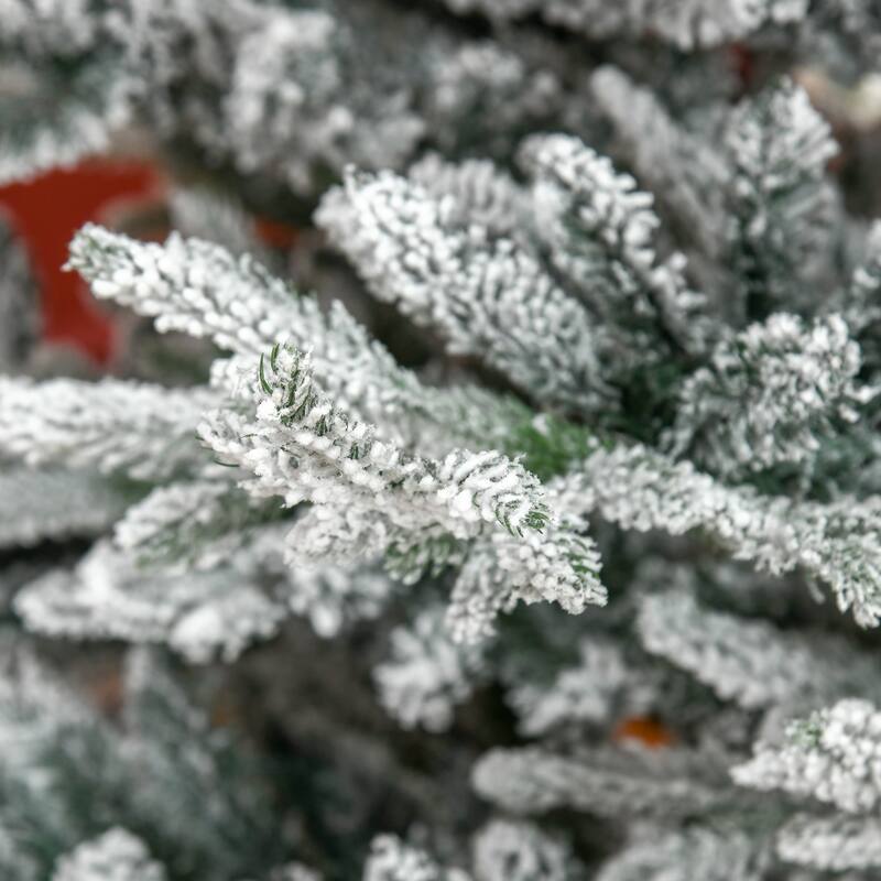 HOMCOM 8 Foot Snow Flocked Artificial Christmas Tree - 7.87 ft