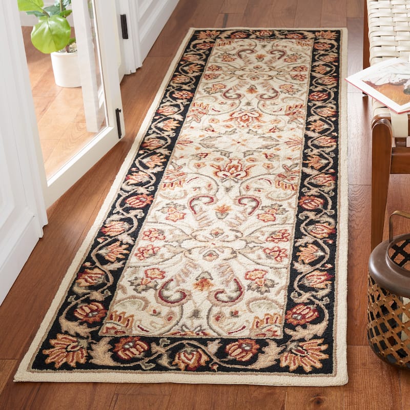SAFAVIEH Handmade Easy Care Hiltraut Oriental Rug - 2'6" x 8' Runner - Ivory/Black