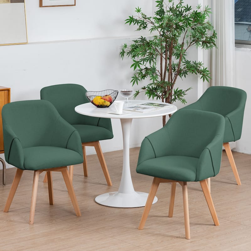 Upholstered Swivel Dining Chairs Set of 2 with Solid Wood Legs - 33.1" H x 21.5" W x 22.5" D