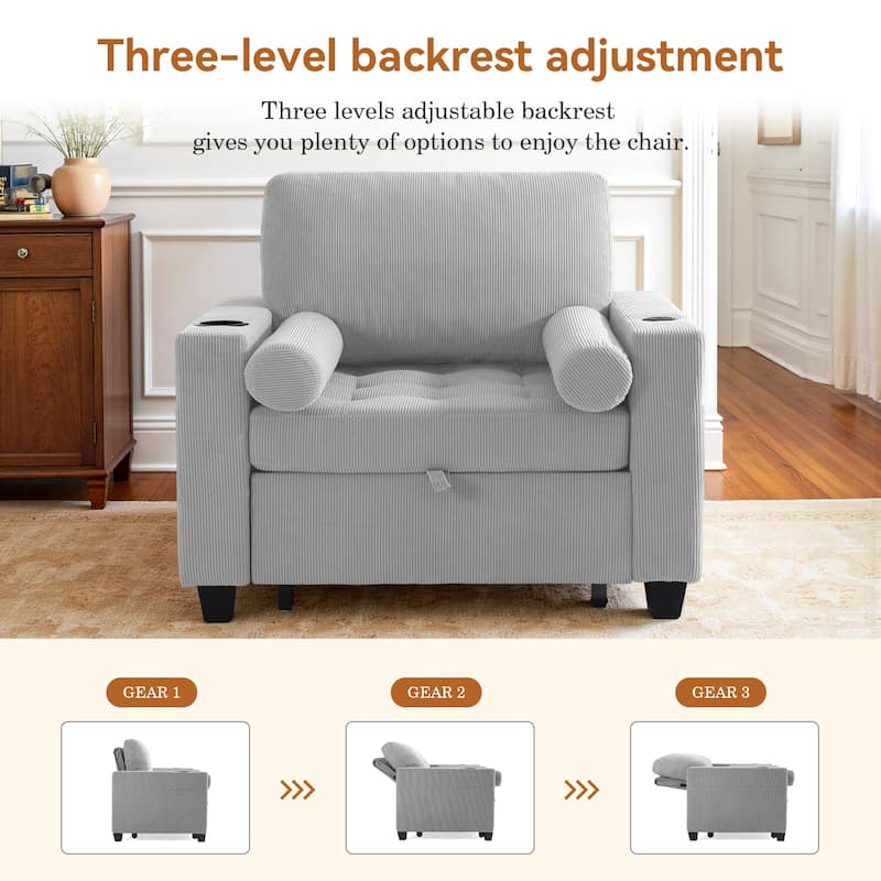 3-in-1 Adjustable Sleeper Sofa Bed Convertible Chair for Living Room