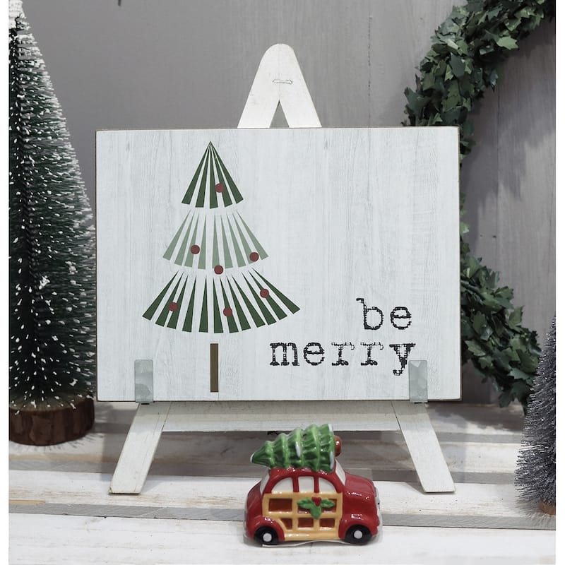 Wood Christmas Decor Tabletop Stands,Be Merry