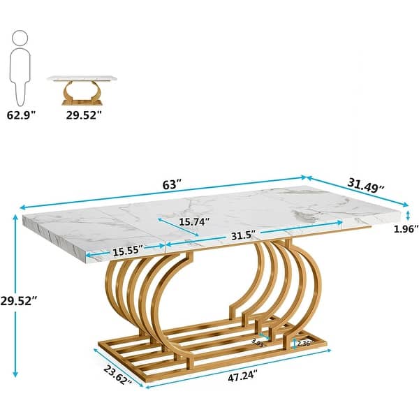 63 inch Faux Marble Modern Dining Table for 6-8 People - Bed Bath ...