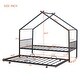 preview thumbnail 23 of 82, Twin/Full Size Metal House Bed with Twin Size Trundle, Playhouse Bed Montessori Bed House Platform Bed with Roof Frame for Kids