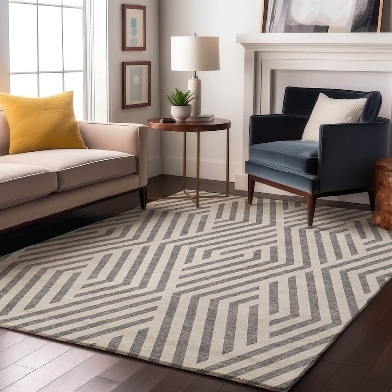 Premium Washable Super Soft Contemporary Geo Mayfield Rug - Gray - 10' x 14' - Rectangle