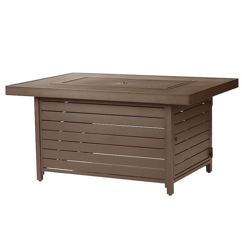 Rectangular 48 in. x 36 in. Aluminum Propane Fire Pit Table, Glass Beads, Two Covers, Lid, 57,000 BTUs - N/A