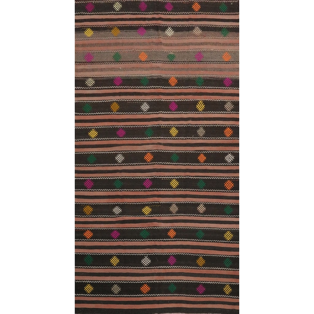 Hand Woven Oriental 100% Wool Carpet Southwestern Tribal Multi-Colored Kilim Area Rug - 9' 9'' X 5' 3''