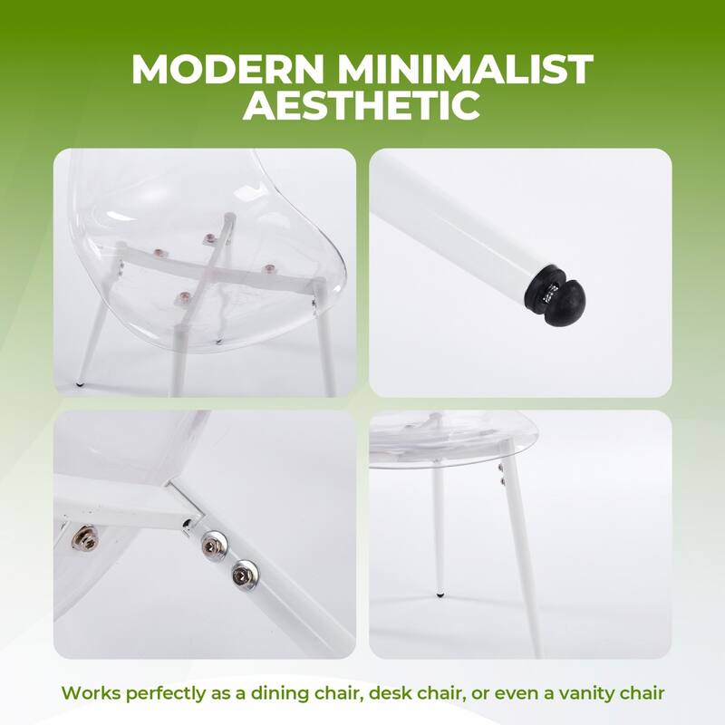 19.68" Modern Acrylic Dining Chair with Metal Legs, Set of 4