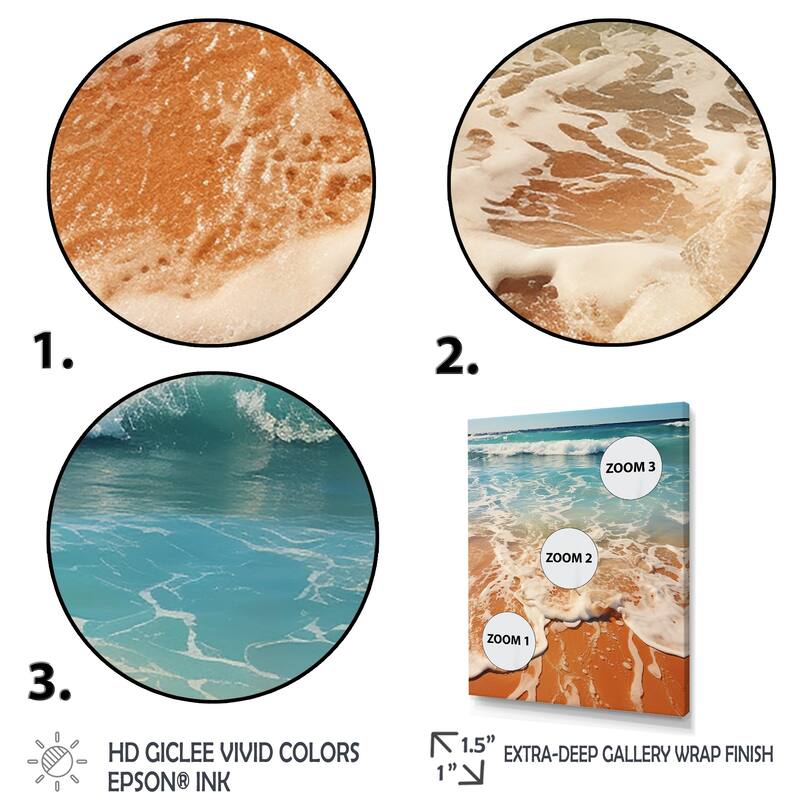 Designart "Tropical Beach Aerial View I" Coastal Beach Wall Decor White - Coastal Bedroom Framed Canvas Wall Art