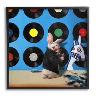 Stupell Graffiti Rabbit Third Eye Music Record Pattern Framed Wall Art ...