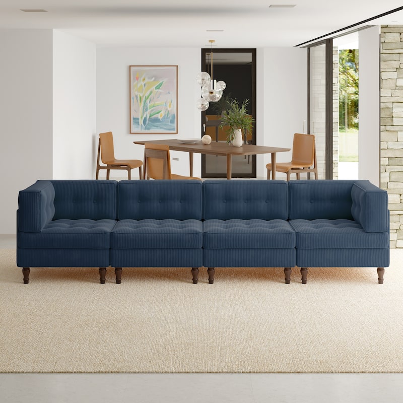Oversized Modular Sectional Corduroy Fabric Tufted Sofa