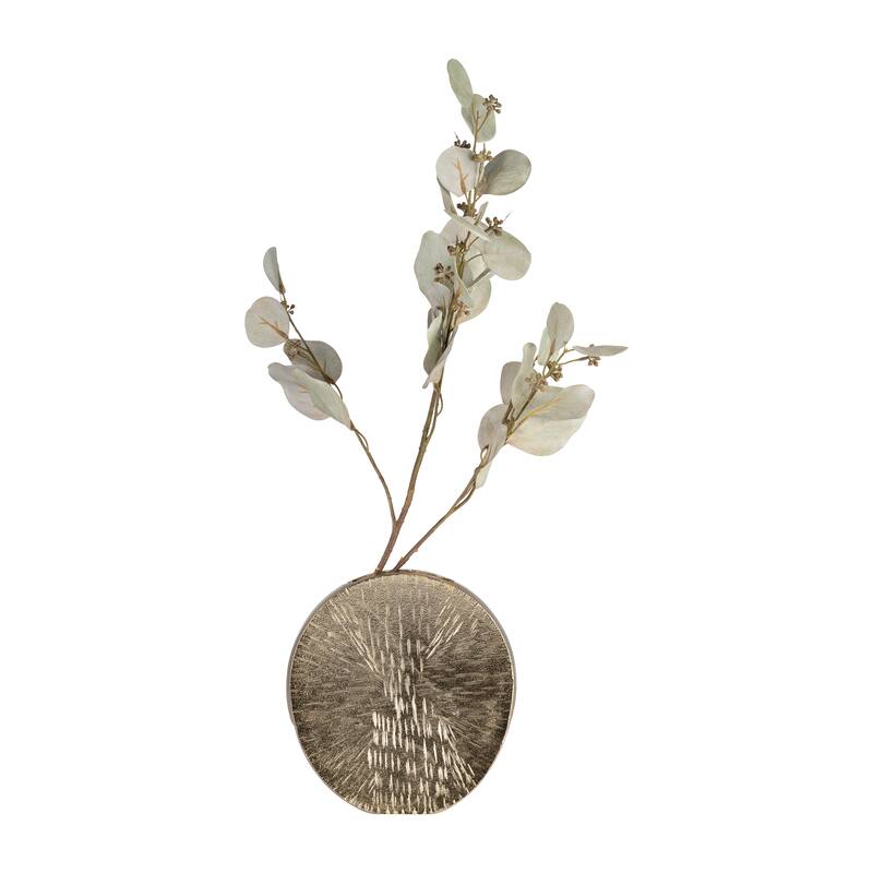 Metal Etched Textured Surface Oval Vase - Gold, 8"