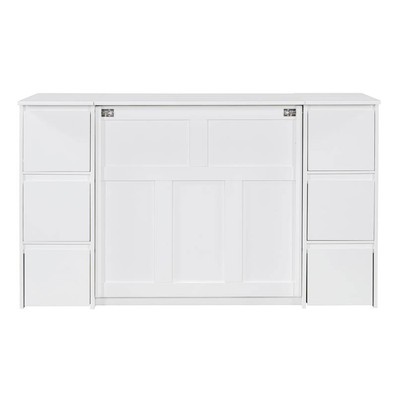 Twin Size Murphy Bed with Drawers, Cabinets, USB Ports