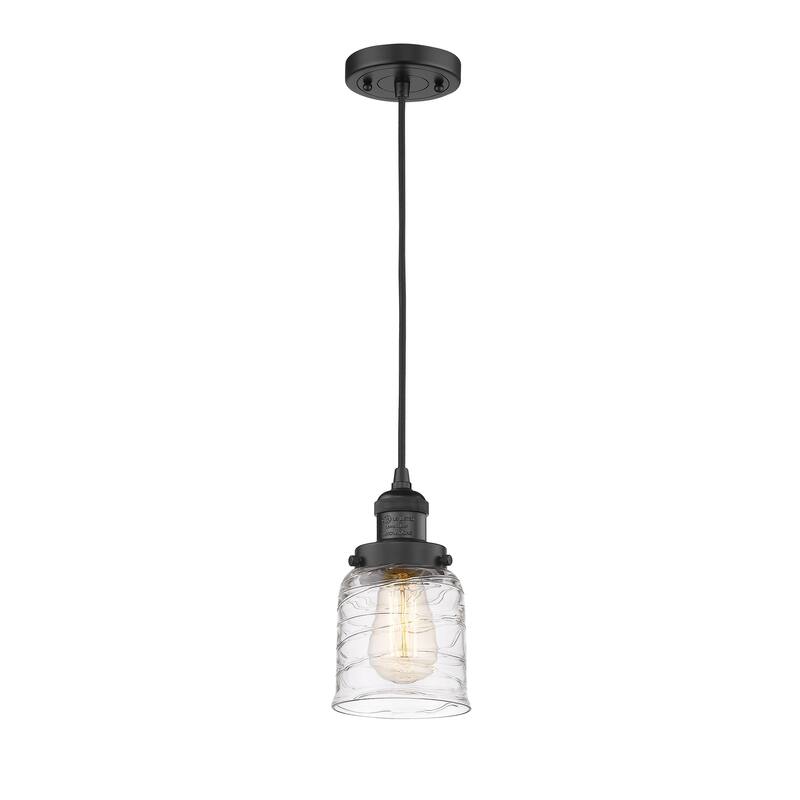 Innovations Lighting Franklin Restoration Bell - 1 Light 5" Cord Hung Mini Pendant - Deco Swirl/Matte Black