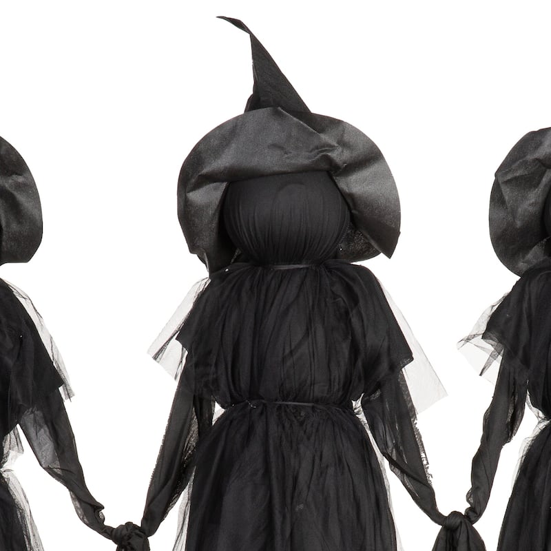 52 in. Lighted Halloween Witch Stakes (3-Pack)