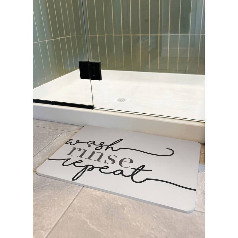 FloorPops Wash Rinse Repeat Navy Stone Quick Drying Mat