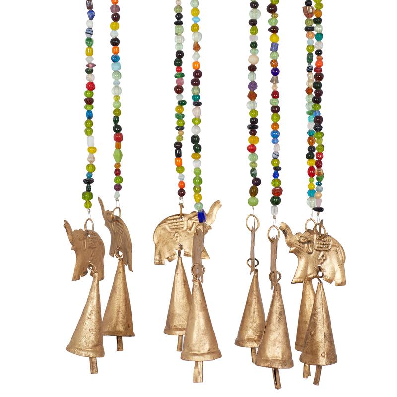 Gold Iron Eclectic Windchime 17 x 7 x 7 - 7 x 7 x 17